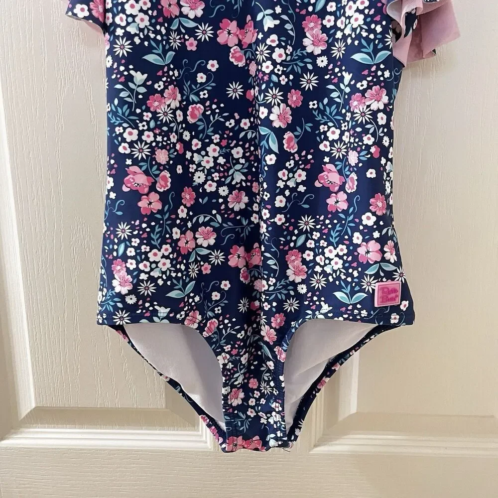 Rufflebutts Butterfly Sleeve One Piece Swimsuit Moonlit Meadow Girls Size 10